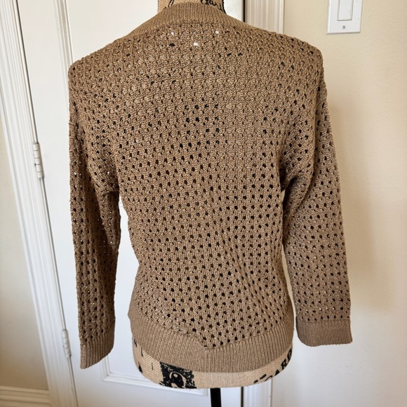 Loft Bronze Metallic Open Weave Sweater - Picture 2 of 4